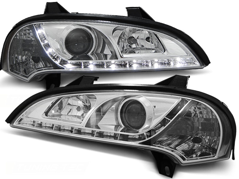 Koplampen Opel Tigra DRL look Devil Eyes chroom