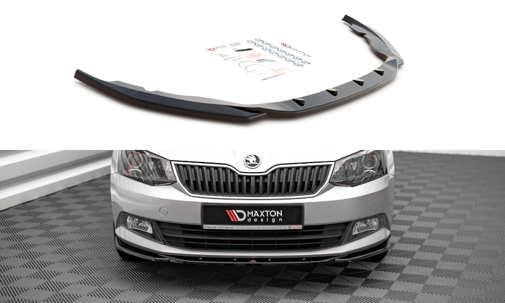 Voorspoiler V.2 Skoda Fabia MK3 Glans Zwart Maxton