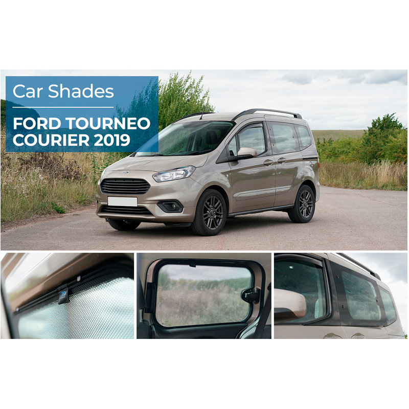 Set Car Shades (rear side doors)  Ford Tourneo Courier 2014-2023 (with hinged opening windows) (2-pieces)