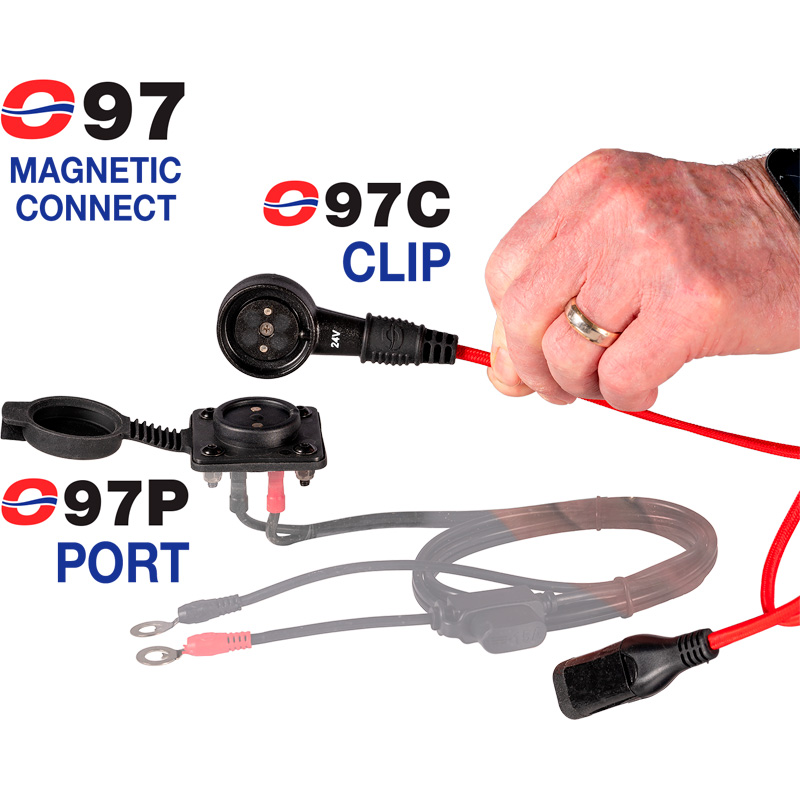 OptiMate CABLE O-97C24 - MagCode Clip - Magnetische acculader aansluiting naar SAE - 24V