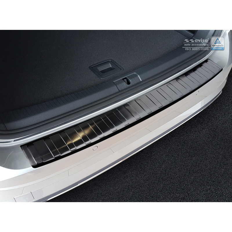 Black Stainless Steel Rear bumper protector  Volkswagen Golf VII Variant Facelift incl. R-Line & Alltrack 2017-2020 'Ribs'