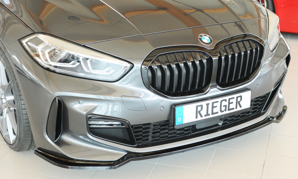 Voorspoiler BMW 1 Serie F40 Rieger Glans Zwart