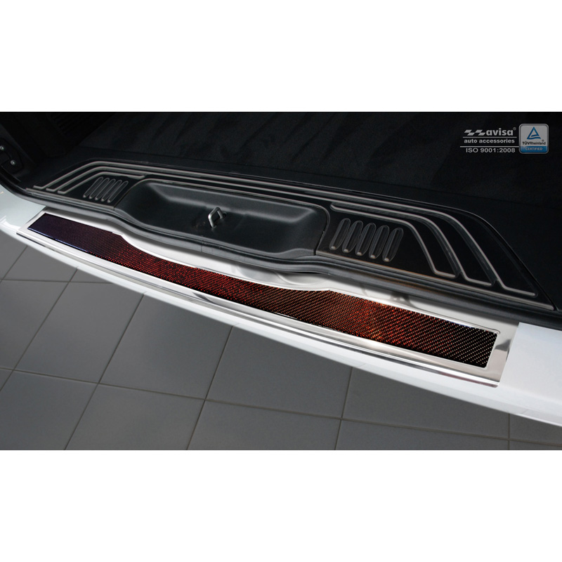 Stainless Steel Rear bumper protector 'Deluxe'  Mercedes Vito W447 2014-2019 & Facelift 2019- Chrome/Red-Black Carbon