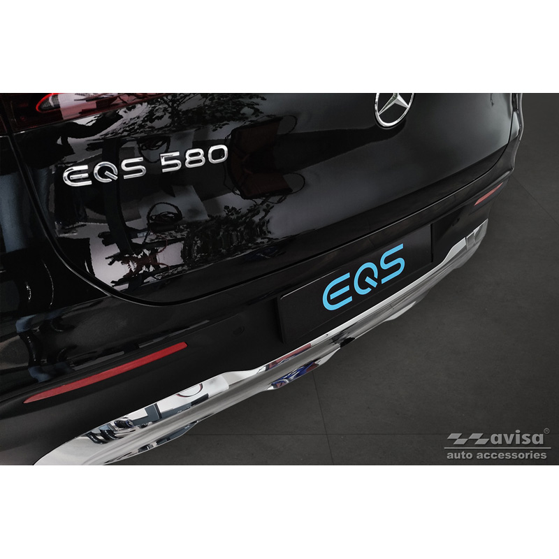 Black Stainless Steel Rear bumper protector  Mercedes EQS SUV (X296) 2022- 'Ribs'