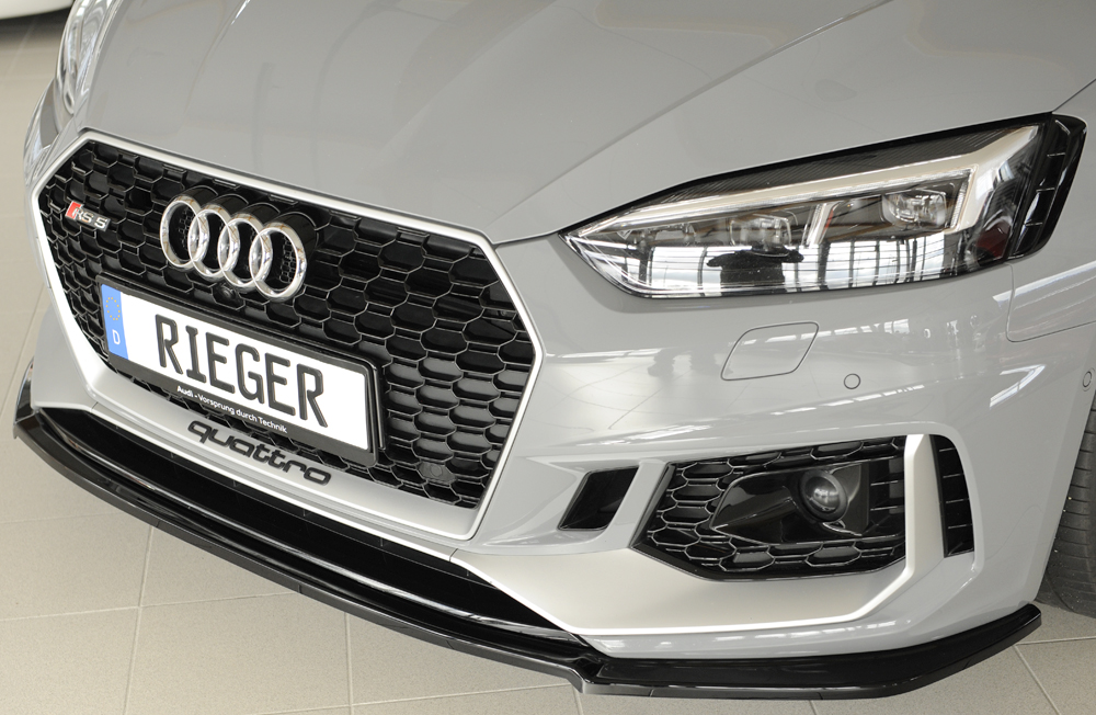 Voorspoiler Audi RS5 B9/F5 Zwart Glans Rieger