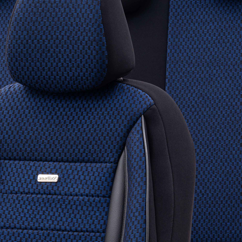 Universal Fabric Seat cover set 'SelectedFit Sports' Black/Blue - 11-pieces -  Side-Airbags