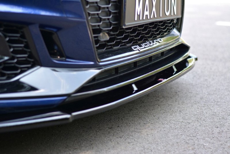 Voorspoiler V.1 Audi RS4 B9 Maxton Glans Zwart