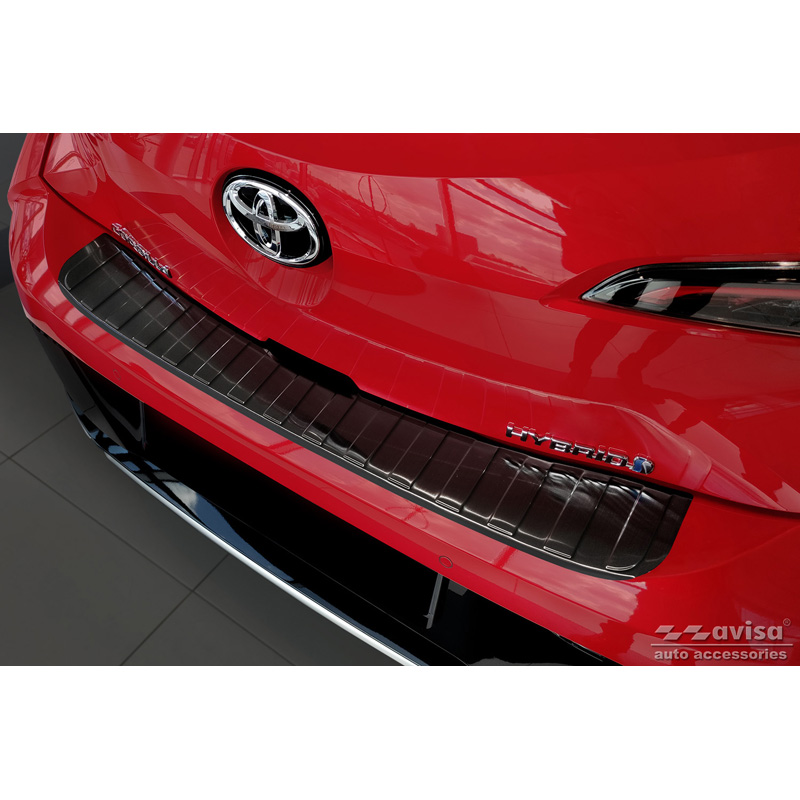 Black Stainless Steel Rear bumper protector  Toyota Corolla XII HB 2019- (incl. GR-Sport) 'Ribs'