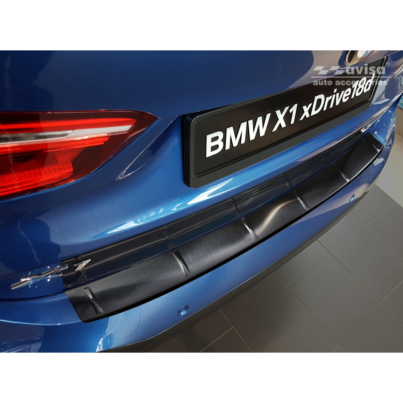 Black Stainless Steel Rear bumper protector  BMW X1 II F48 M-Package 2015-2022 'Ribs'