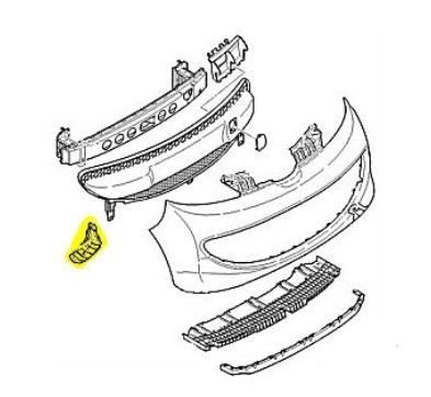 voorbumpersteun, voor, buiten, rechts Peugeot 107, 2005-2012