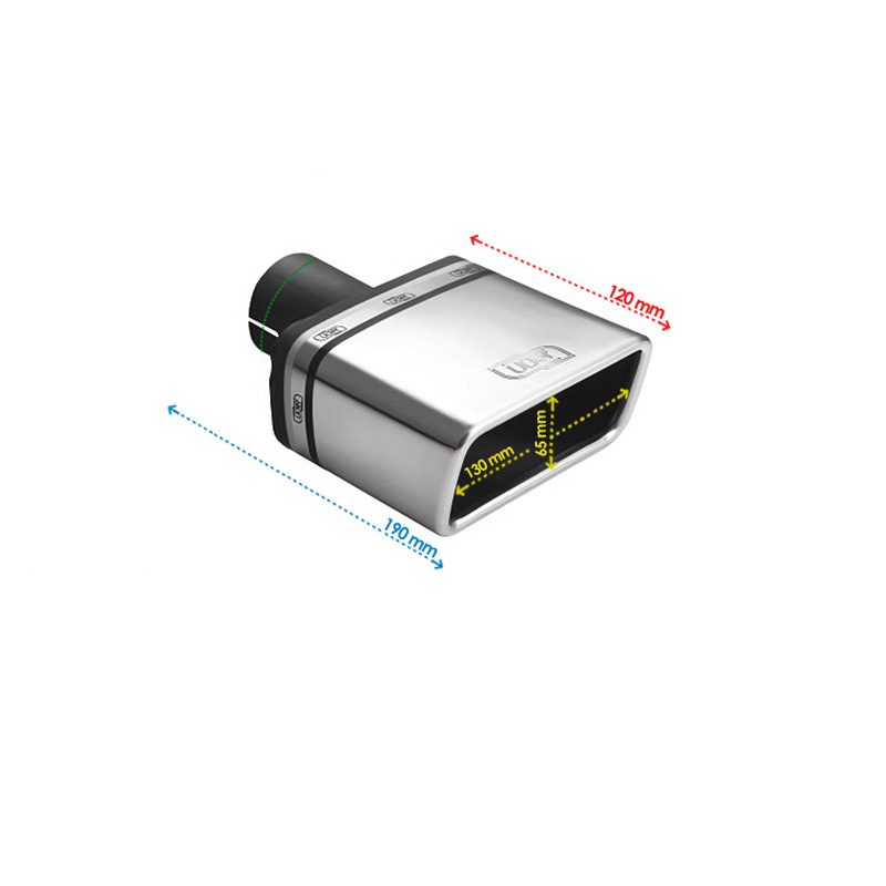Ulter Sport Exhaust finisher - Rectangular 130x65mm - Length 120mm - Installation ->50mm - Inox