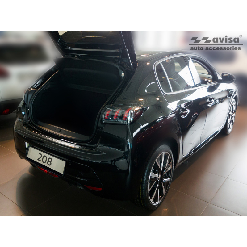 Black Stainless Steel Rear bumper protector  Peugeot 208 II HB 5-doors 2019-2023 & FL 2023- 'Ribs'