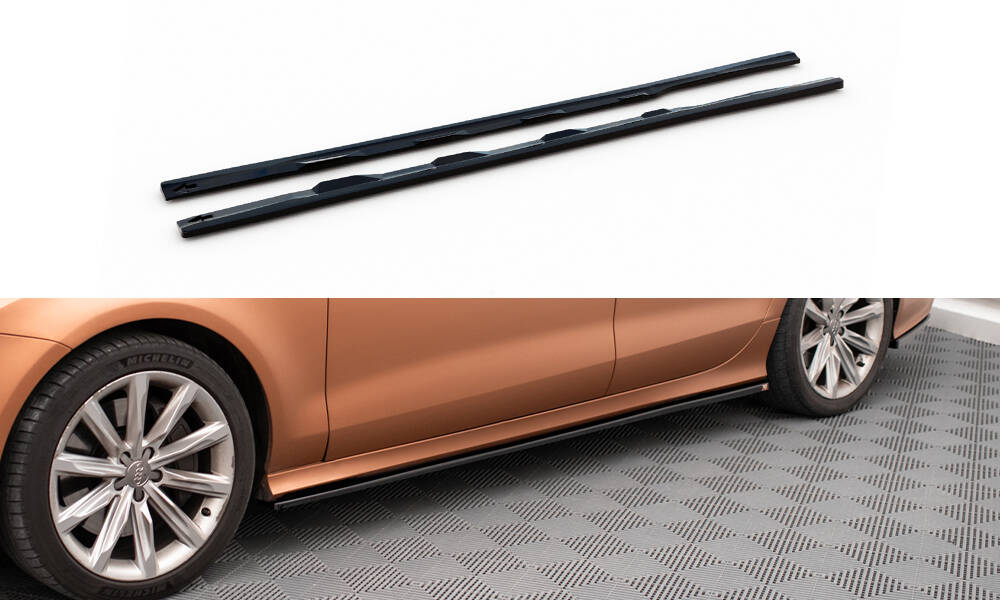 Zijskirts Audi A7 C7 Maxton Glans Zwart