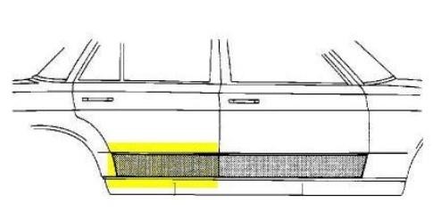 deurplaat, achter, rechts Mercedes E klasse, W123, 1976-1985