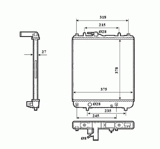 Radiator AGILA. 03-04 375x378