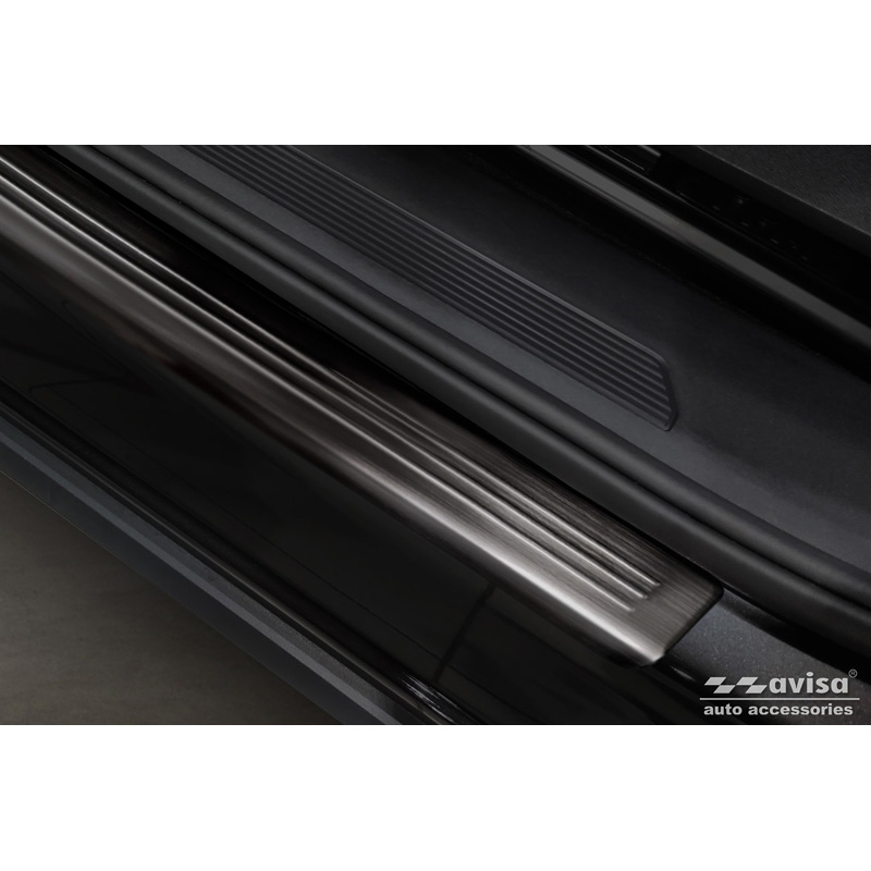 Black Inox door sill protectors  Volkswagen ID.4 2020- 'Lines' - 4-pieces
