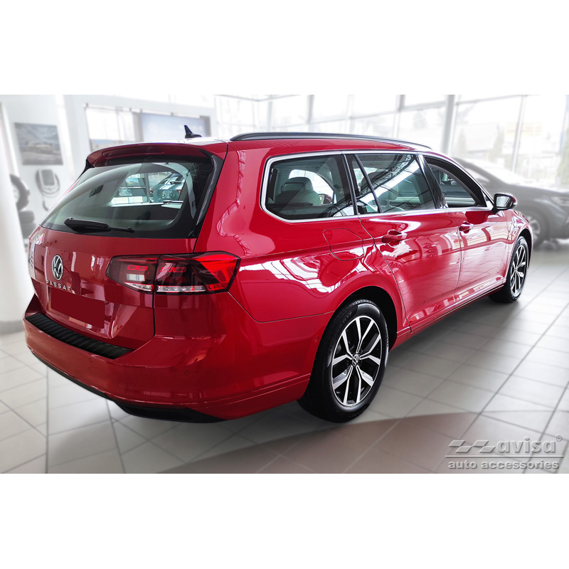 Matzwart RVS Achterbumperprotector  Volkswagen Passat 3G Variant 2014-2023 'Ribs'