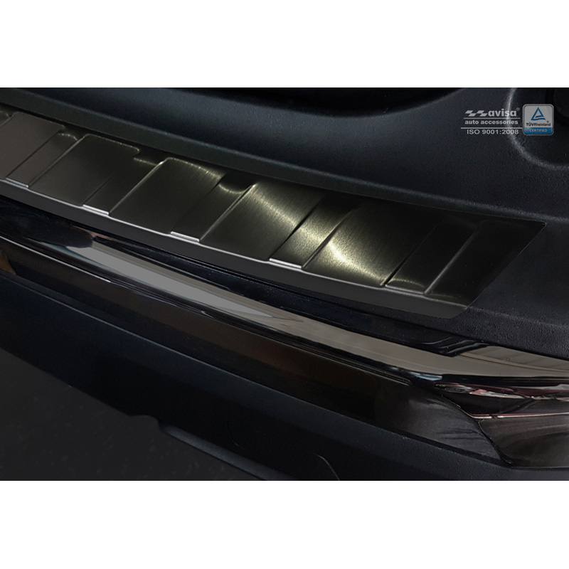 Black Stainless Steel Rear bumper protector  Peugeot 3008 II 2016- 'Ribs'
