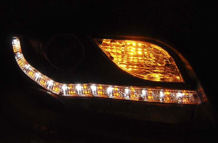 Koplampen Audi A4 B7 04-07 DRL look Zwart