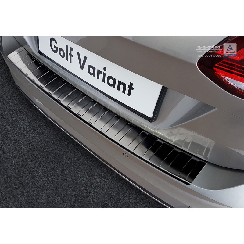 Black Stainless Steel Rear bumper protector  Volkswagen Golf VII Variant Facelift incl. R-Line & Alltrack 2017-2020 'Ribs'
