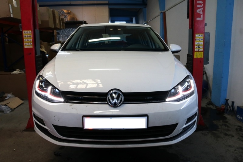 Headlights VW Golf VII GTI LED Daytime Running Lights 7.5 Facelift Look  With Dynamic Turn Signals