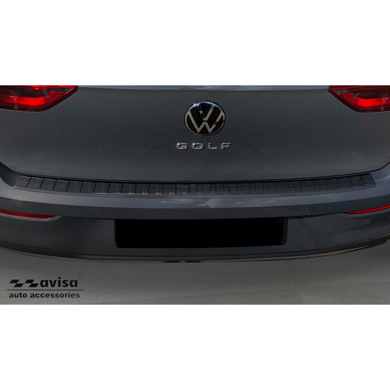 Black Stainless Steel Rear bumper protector  Volkswagen Golf VIII HB 5-doors 2020-2024 & FL 2024- 'Ribs'