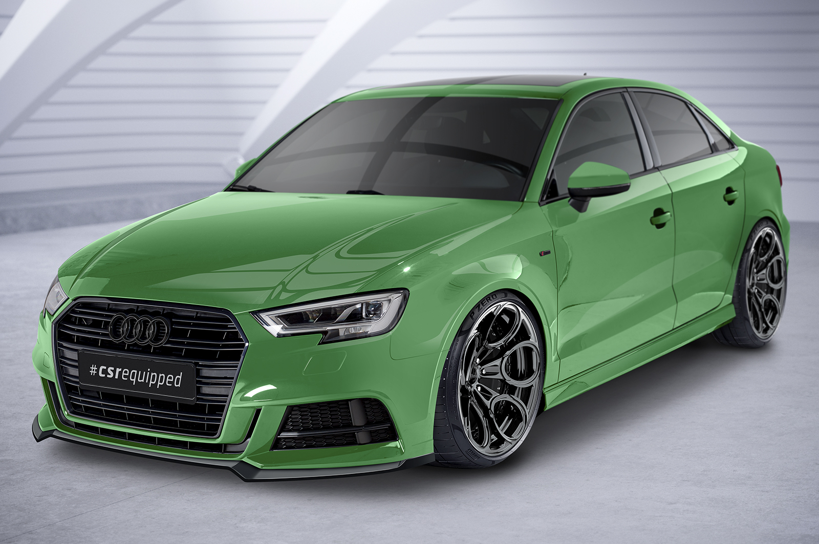 Voorspoiler Audi A3 S-Line / S3 8V CSR Glans Zwart
