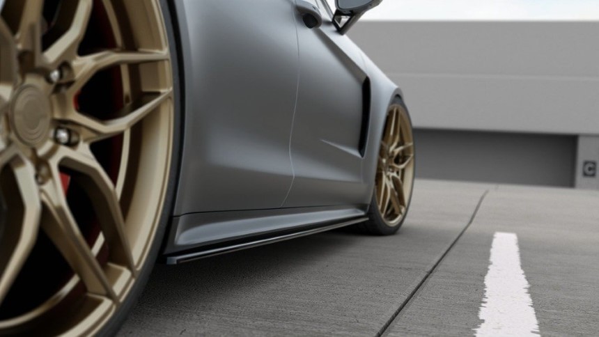 Zijskirts Porsche Panamera (Turbo/GTS 971) Maxton Design glans zwart