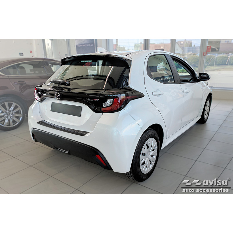 Black Stainless Steel Rear bumper protector  Mazda 2 Hybrid 2022- 'Ribs'