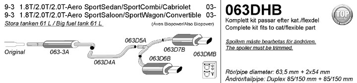 Simons Dual Power Uitlaatsysteem af kat. Saab 9-3 2003-2004
