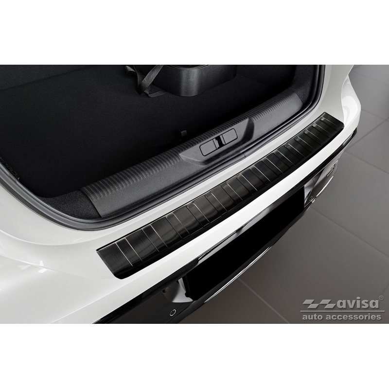 Black Stainless Steel Rear bumper protector  Peugeot 308 III HB 2021- 'Ribs'