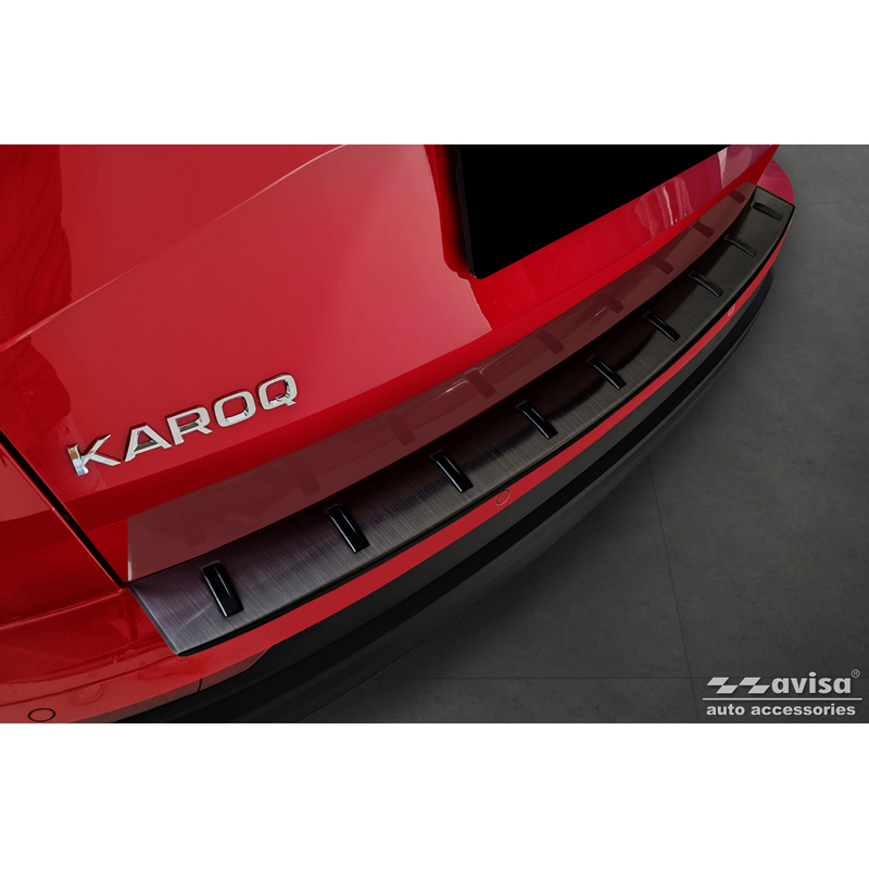 Black Stainless Steel Rear bumper protector  Skoda Karoq (NU7) Facelift incl. Sportline 2022- 'STRONG EDITION'