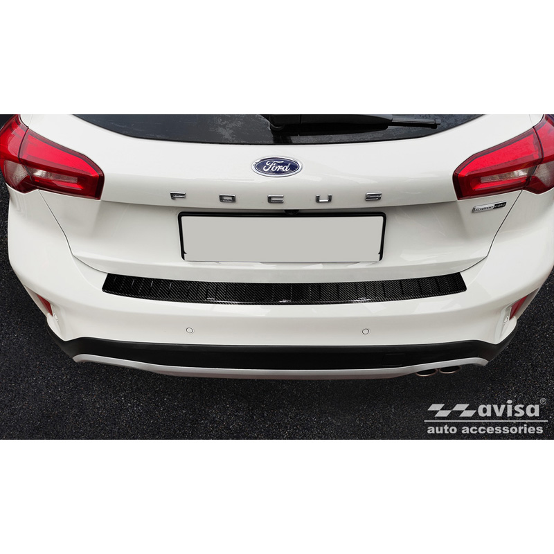 Echt 3D Carbon Achterbumperprotector  Ford Focus Hatchback 5-deurs (incl. ST-Line) 2018-2021 & Facelift 2021- 'Ribs'