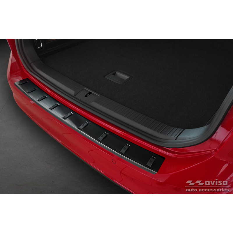 Zwart RVS Achterbumperprotector  Volkswagen Passat Variant 2014-2019 & Facelift 2019-2023 (incl. R-Line/Alltrack) 'STRONG EDITION'