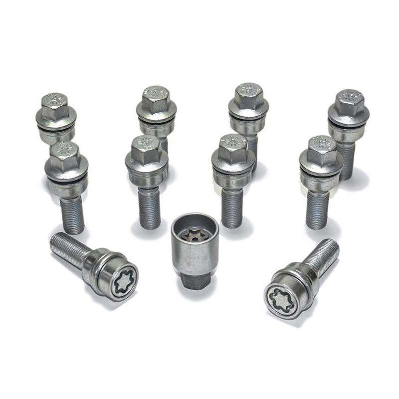 H&R Wheel bolt Set Round-Head with movable cone R14 M14x1.50 - Length 30mm - 10 pcs. (e.g.  Audi Q3, Q5) - incl. wheel-locks