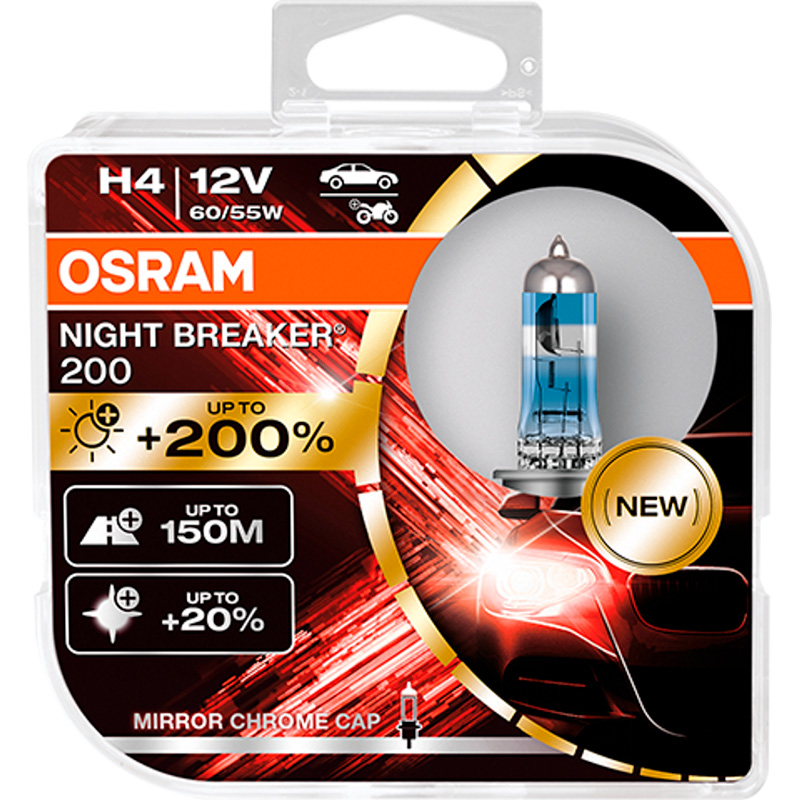 Osram Night Breaker Laser 200 Halogen bulbs - H4 - 12V/60-55W - set of 2 pieces