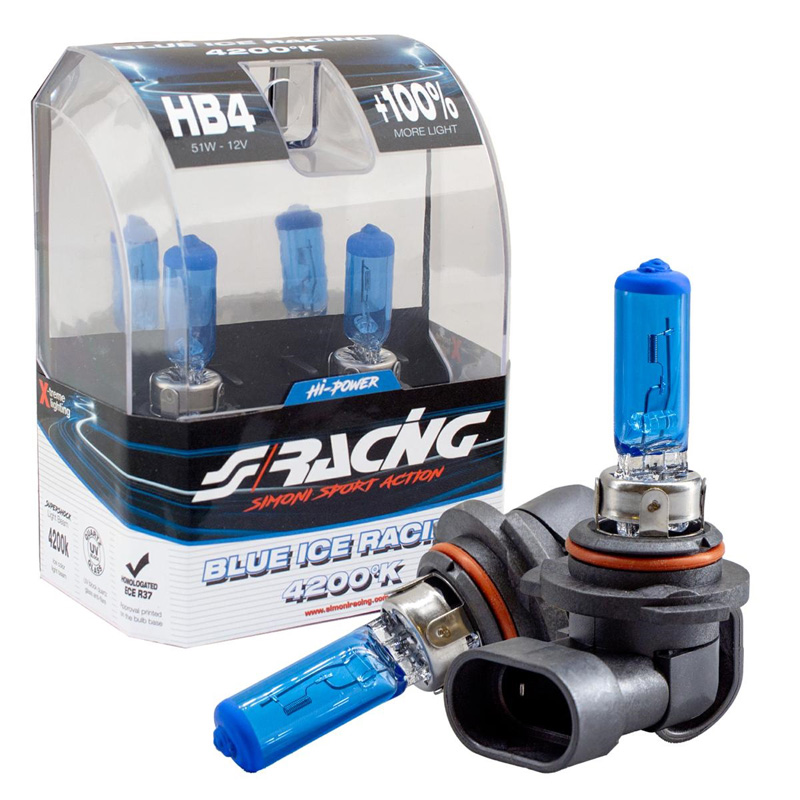 Simoni Racing Halogeen Lampen 'Blue Ice Racing' HB4 (4200K) 12V/55W, set à 2 stuks ECE-R37