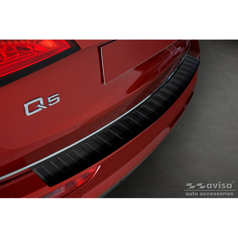 Matt Black Stainless Steel Rear bumper protector  Audi Q5 2008-2012 & 2012- 'Ribs'