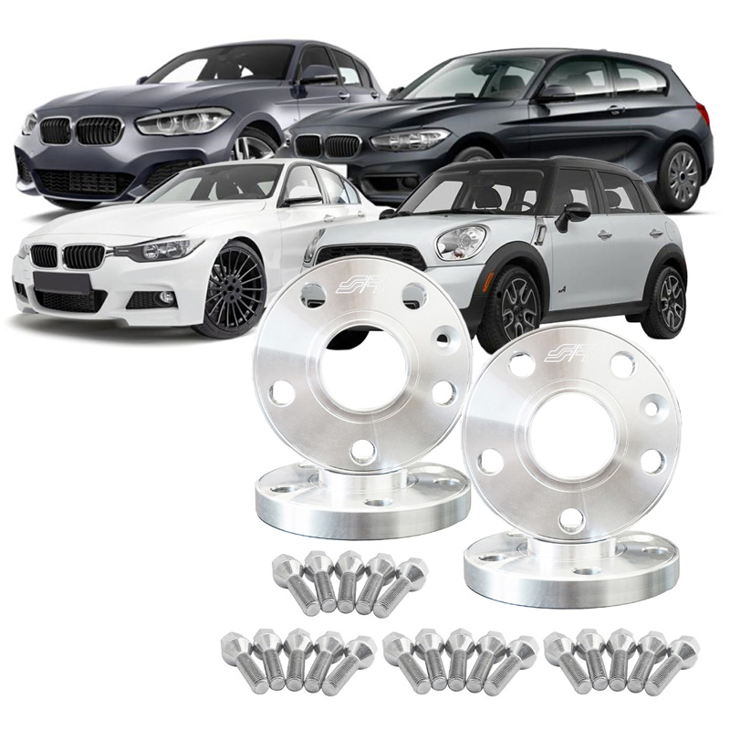 Simoni Racing Aluminium-Spurverbreiterungssatz - 2x12mm(VA) - 2x16mm(HA) (Mittenzentrierung 72,6mm) mit Radschrauben - passend für BMW Diverse