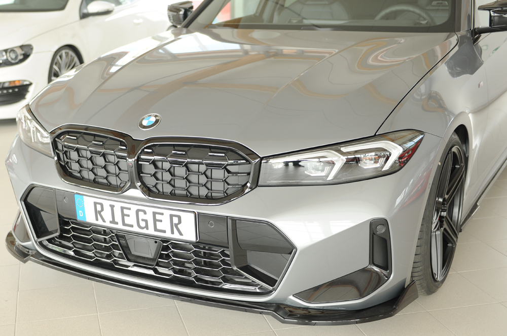 Voorspoiler BMW 3 Serie M Pakket G20 G21 FL Rieger Glans Zwart