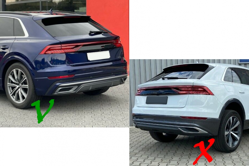 Audi Q8 SQ8 Diffuser S-Line Glans Zwart Zilveren Sierstukken