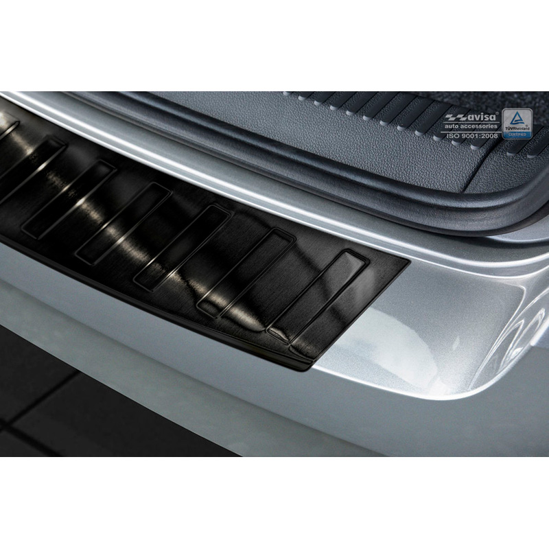 Black Stainless Steel Rear bumper protector  Skoda Fabia III Combi 2015- 'Ribs'