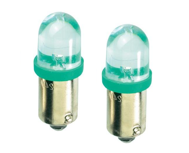 2x M-tech BA9S 12v round 8mm led groen