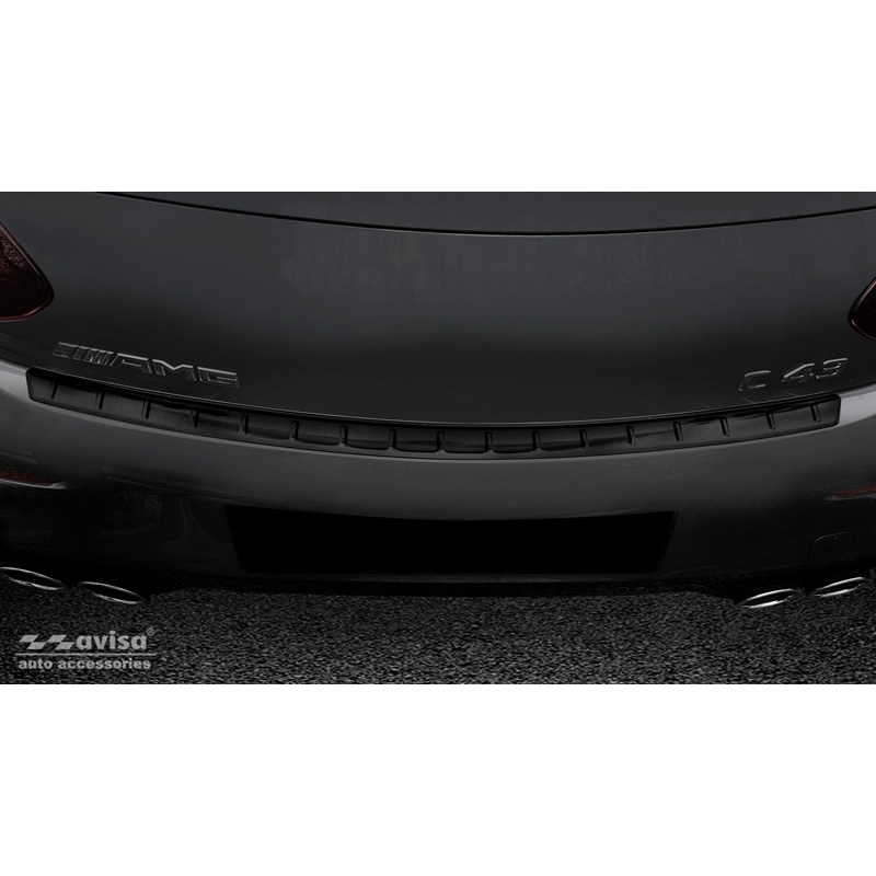 Black Stainless Steel Rear bumper protector  Mercedes C-Class C205 Coupe AMG 2015-2021 'Ribs'