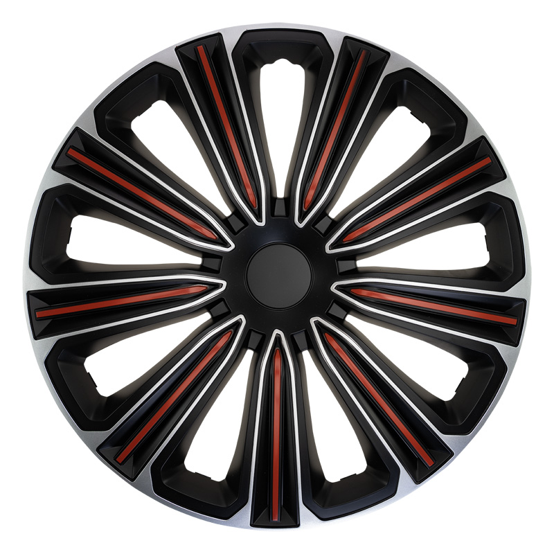 4-Delige J-Tec Wieldoppenset Rosso 15-inch zilver/zwart/rood