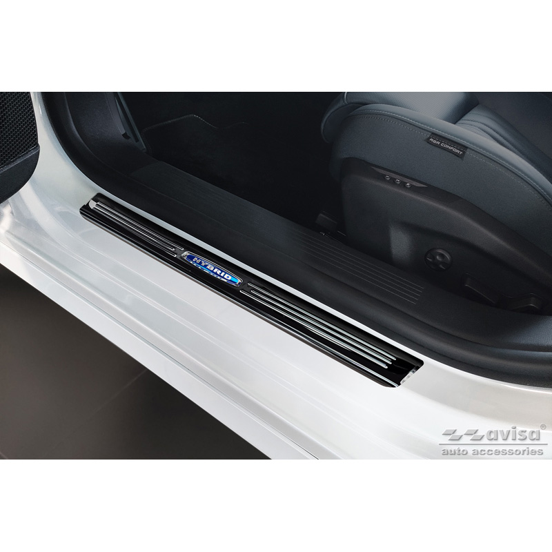 Black Inox door sill protectors  Peugeot 308 III HB & SW 2021- 'Hybrid' - 4-pieces