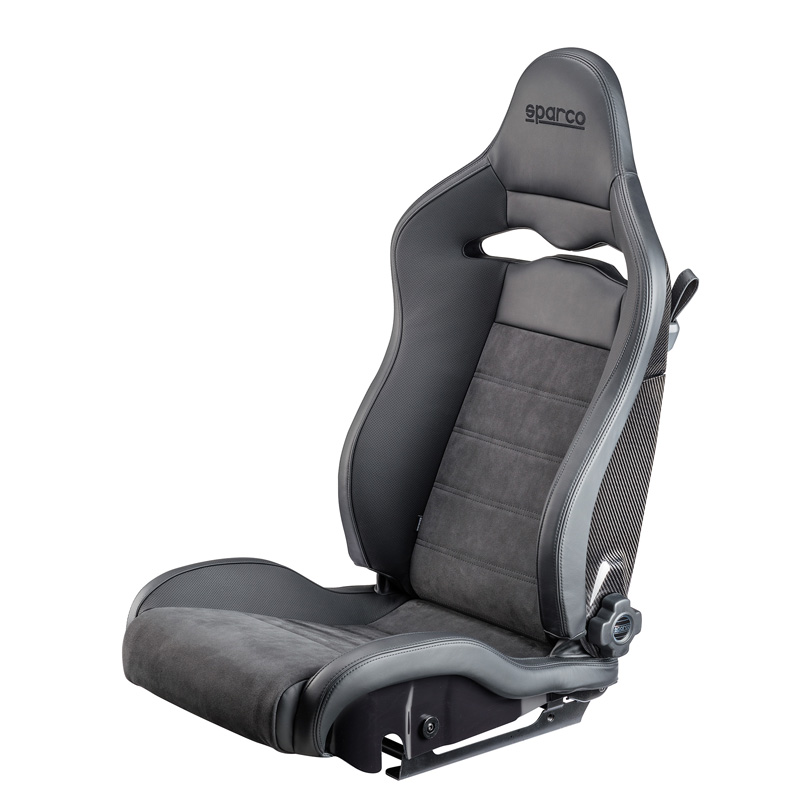 Sparco Sport Seat SPX SX - Driver version (Left) - Black Leather/Alcantara + Carbon Backrest - Left-side Reclinable