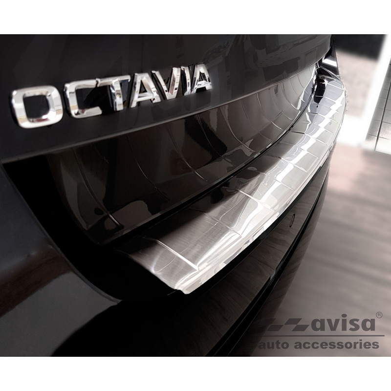 Stainless Steel Rear bumper protector  Skoda Octavia IV Kombi 2020-2024 & FL 2024- (incl. RS, excl. Scout) 'Ribs'