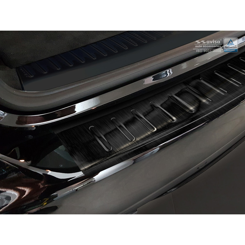 Zwart RVS Achterbumperprotector  Mercedes C-Klasse W205 Kombi 2014-2021 'Ribs'