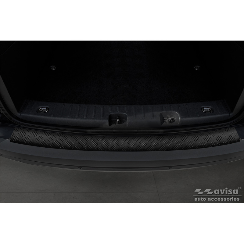 Matzwart Aluminium Achterbumperprotector  Volkswagen Caddy 2004-2015 & FL 2015-2020 'Riffled Plate'